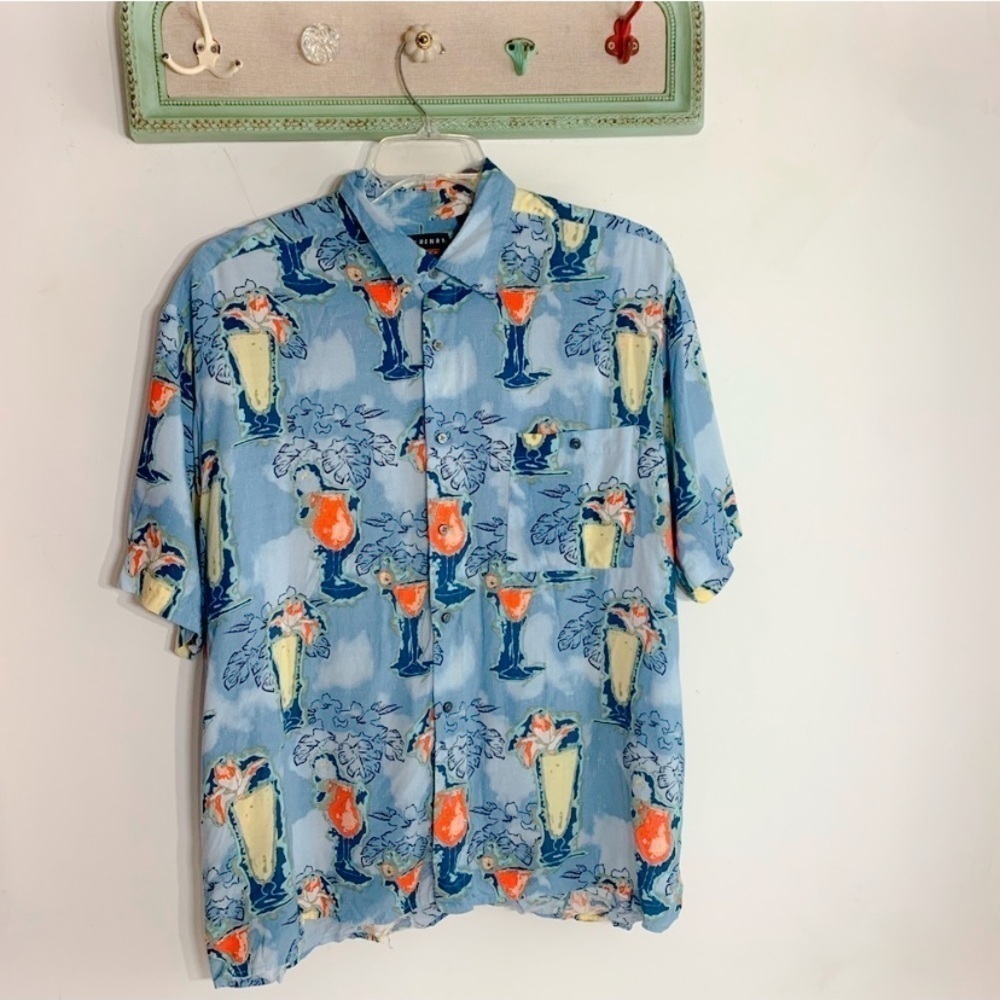 John Henry Viva Tropical Happy Hour Shirt xl men’s short sleeve button down